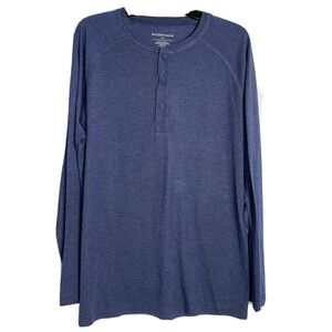 NWT Mizzen+Main Men's Navy Blue Henley Easy Knit Long Sleeve T-Shirt 2XL Regular